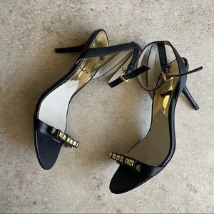 Michael Kors black and gold strappy heels